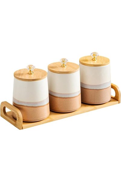 XICEN Ceramic Canisters Set with Airtight Lids, 22oz Coffee Canisters Sets fo...