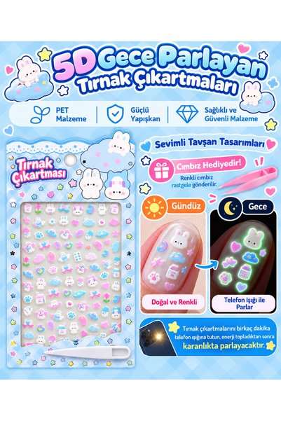 EDELFU Telefon Kamera, Tırnak Stickerı Kabartmalı Minik Yapışkanlı Fosforlu Sticker (Cımbızlı) (5D) (1 Minik Sayfa) (iPhone)