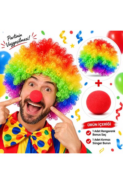 ASTRALTECH Colorful Bonus Hair and Red Sponge Nose Set