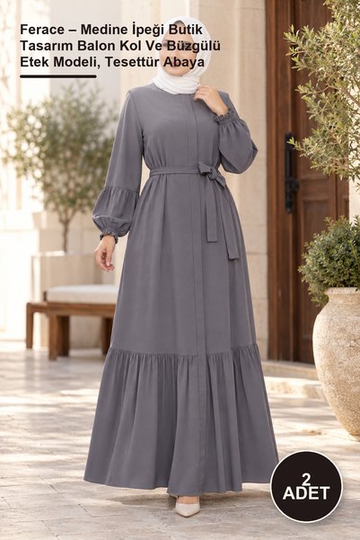 Yenilig 2 Pieces of Ferace – Medina Silk Boutique Design Balloon Sleeve and G...