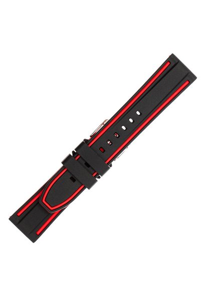 KOSTELO Λουράκι Σιλικόνης Μαύρο/Κόκκινο 22mm