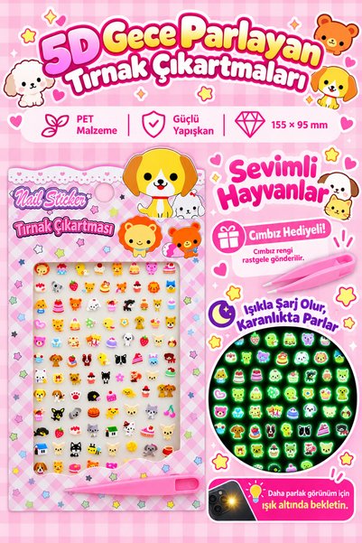 EDELFU Telefon Kamera, Tırnak Stickerı Kabartmalı Minik Yapışkanlı Fosforlu Sticker (Cımbızlı) (5D) (1 Minik Sayfa) (iPhone)