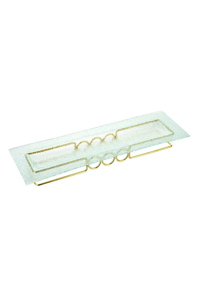 La Maison Serving Tray W/Golden Iron Stand Set
