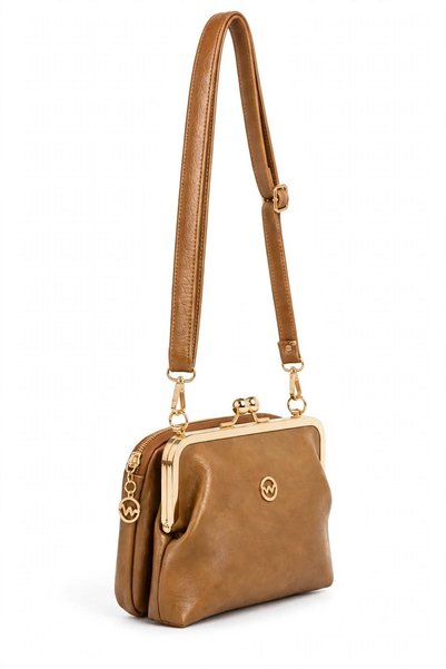 Vivaq Women's Coral Tan Faux Leather Small Size Crossbody Shoulder Bag with B...