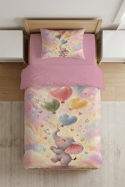 Luvis Store طقم غطاء لحاف للأطفال مفرد مطبوع رقميًا بنمط Elephant Dreams Fili...