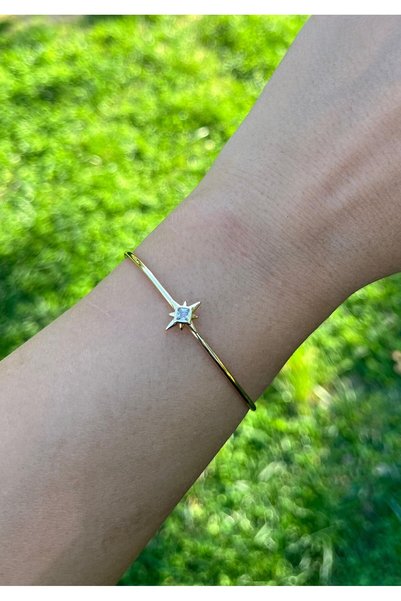 nunu takı Stone-Set North Star Delicate Gold Cuff