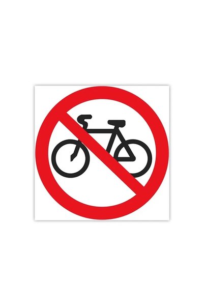 NO BRAND Autocolant Intrarea interzisă cu bicicleta 10 x 10 cm roșu/negru