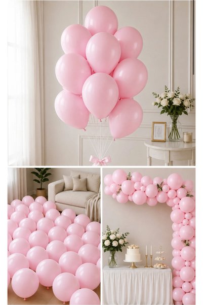 Parti Zamanı 15 Adet Pembe Makaron Balon Soft Pastel Doğum Günü Balonu