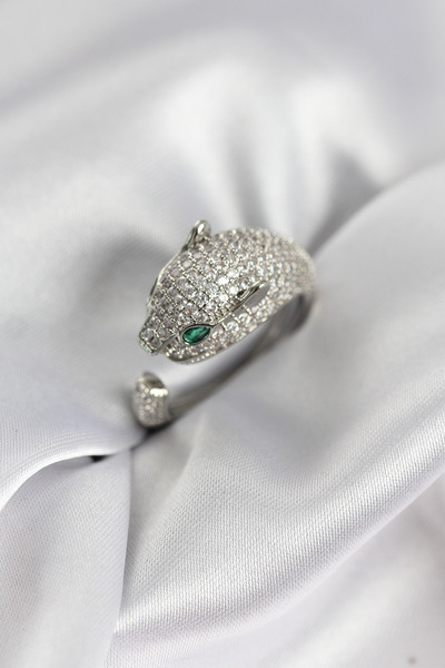kumkumticaret Jaguar Model Silver Color Zircon Stone Women's Ring
