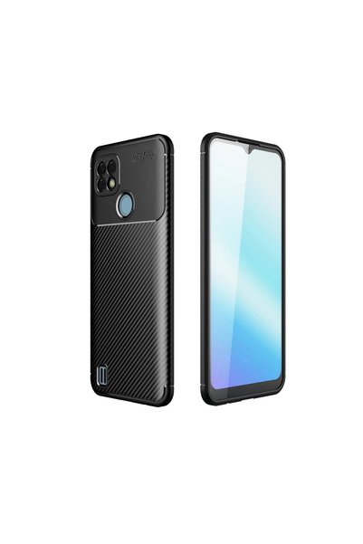 kumkumticaret Realme C21 Case Auto Focus Carbon Cover - Black