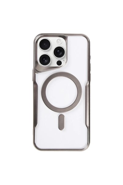 kumkumticaret Apple iPhone 16 Pro Case Boyi Magsafe Silicone Cover - Titan Gray