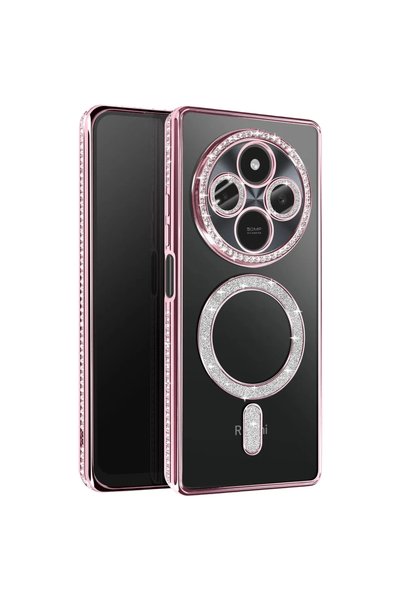 kumkumticaret Xiaomi Redmi 14C Joke Simli Magneticsafe Case - Pink