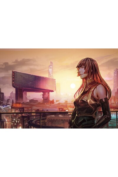 OEM Poster Peisaj urban Fată anime Futuristic 4k, 61x90 cm, poster14491
