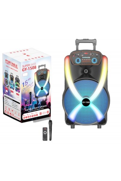 Rolinger Oems ΦΟΡΗΤΟ ΗΧΕΙΟ SUBWOOFER 15'' ΜΕ ΣΥΣΤΗΜΑ ΚΑΡΑΟΚΕ GY-1508