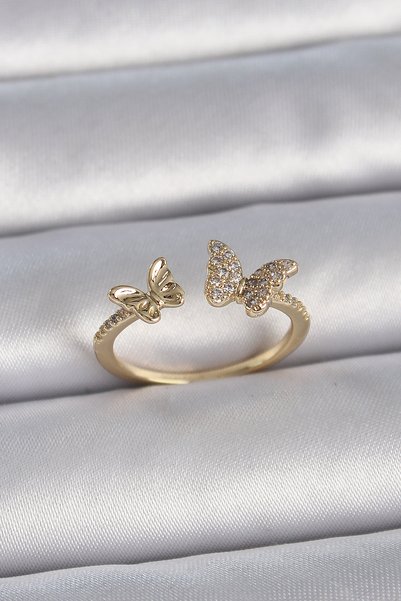kumkumticaret Brass Gold Color Adjustable Zircon Stone Butterfly Model Women'...