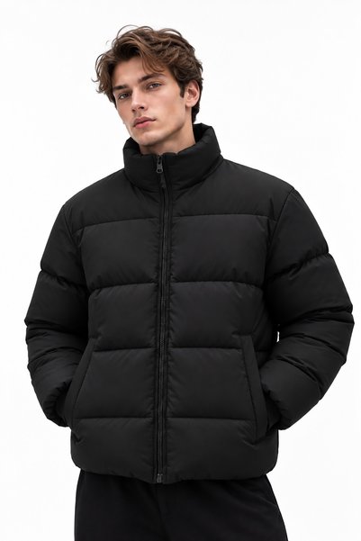 Bossago Ανδρικό Μαύρο Stand-up γιακά Puffer Coat