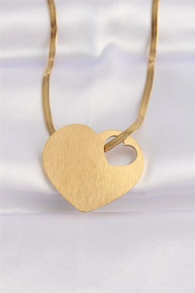 Şeker Portakalım 316L Steel Italian Chain Gold Color Flat Plate Necklace Tg27...