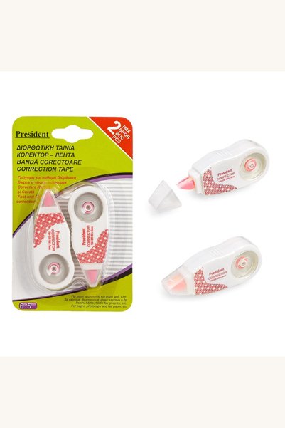 Comerivo Set 2 benzi corectoare mini alb cu fucsia, 6 m x 5 mm
