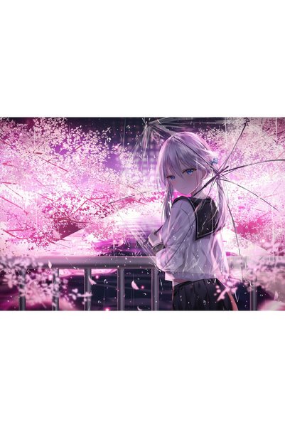 OEM Poster Anime Girl With Umbrella Outdoors Looking Back 5k, 61x90 cm, poste...