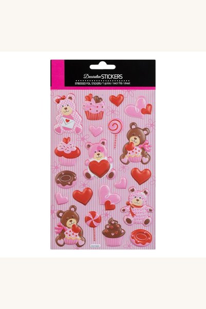 Comerivo Set 18 autocolante cu ursuleti si inimi pentru decorarea cadourilor