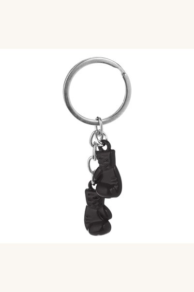 Comerivo Breloc cu Manusi de Box Negre, Accesoriu Sport cu Inel Metalic