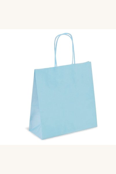 Comerivo Punga hartie kraft albastru pentru cadouri, manere, 18x8x20cm