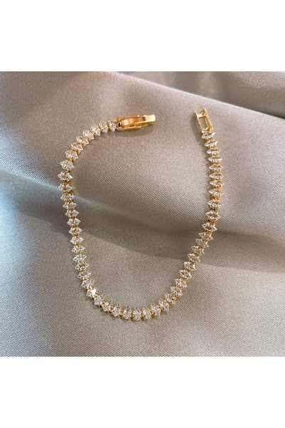 Choice gold color Luxury Roman Crystal Geometric Chain Bracelets for Women Tr...