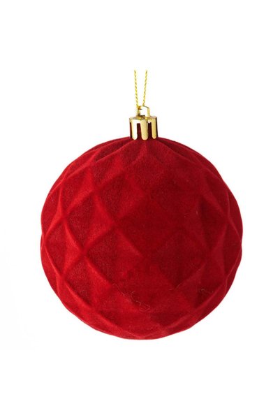 OEM Christmas Tree Ornament Red Velvet Globe Diamonds Ø8cm