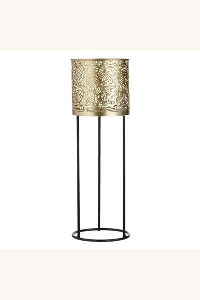 Comerivo Masca decorativa pentru ghiveci metalica aurie cu picioare, diametru...