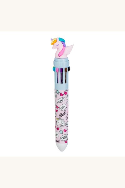Comerivo Pix multicolor cu figurina unicorn, 10 culori de cerneala, corp roz