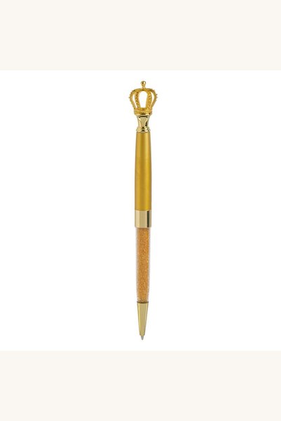 Comerivo Pix elegant auriu cu glitter si coroana, 17cm - pentru scris stilat