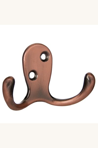 Comerivo Carlig metalic dublu pentru perete, 7cm, fixare completa cu dibluri