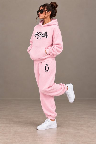 Aquanora AQUA CO Kadın Oversize Penguen Nakışlı Sweatshirt ve Eşofman Altı 2'li Takım