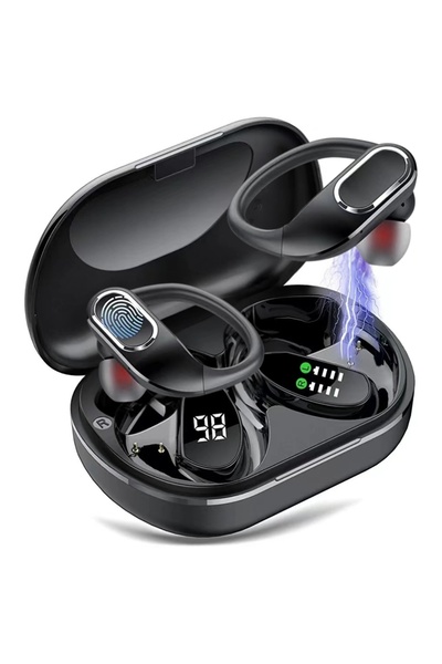 Bluejw سماعات أذن لاسلكية رياضية Lantronlife Q33 مع شاشة رقمية ومؤشر LED للبط...