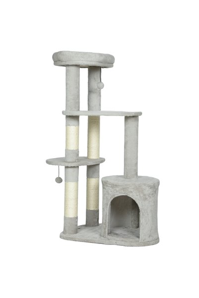 Generic Brand Ansamblu de joacă pentru pisici de 114 cm, cu căsuță, stâlpi în...