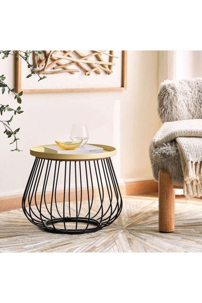 Mkats Bastion End Table Metal - Black & Yellow