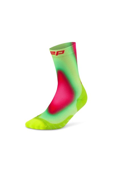 Cep Компресионни чорапи Run Gradient Mid Cut 5.0 - Лайм/Розови |   Бягане