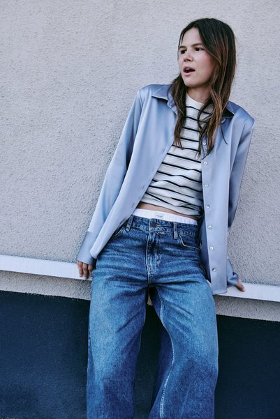 H&M Bedene Oturan Gabardin Gömlek