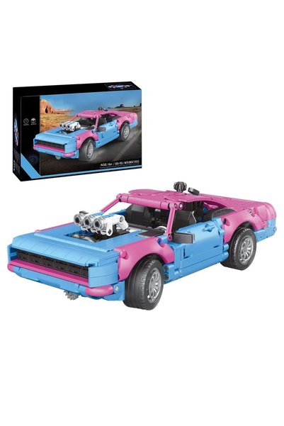 Salma Set de constructie masina sport roz si albastru cu motor detaliat 935 p...