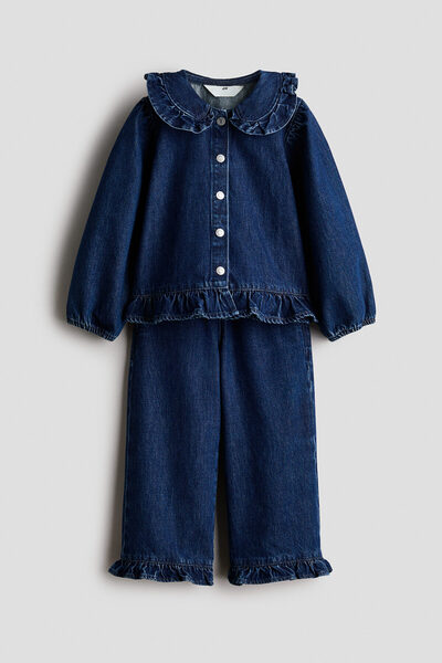 H&M 2 Parçalı Fırfırlı Kot Set