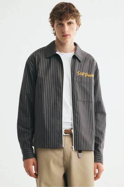 H&M Pamuklu ve İşlemeli Overshirt Gömlek