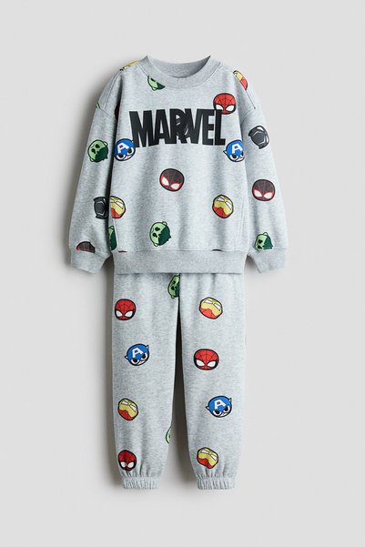 H&M 2 Parçalı Baskılı Sweatshirt Set