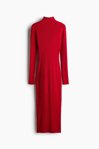 H&M Lastik Örgülü ve Yarım Balıkçı Yakalı Elbise