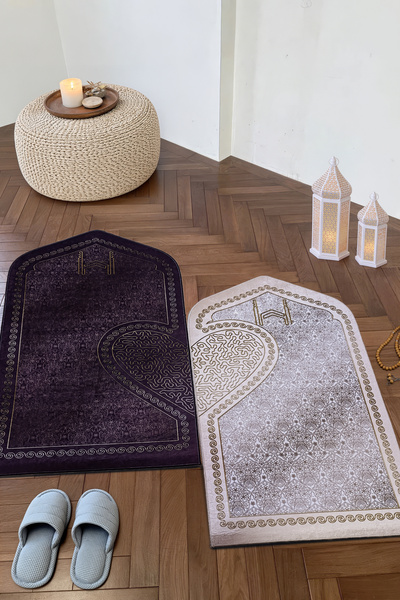 KMARKA Digital Print Heart Prayer Rug Set for Bride and Groom Wedding Dowry P...