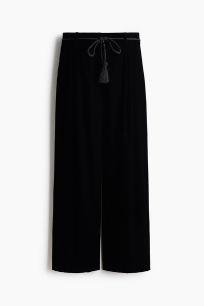 H&M Kuşaklı Kadife Pantolon