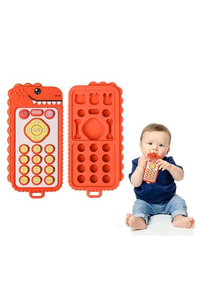sallma Smartphone de jucarie pentru dentitie, telefon din silicon, orange