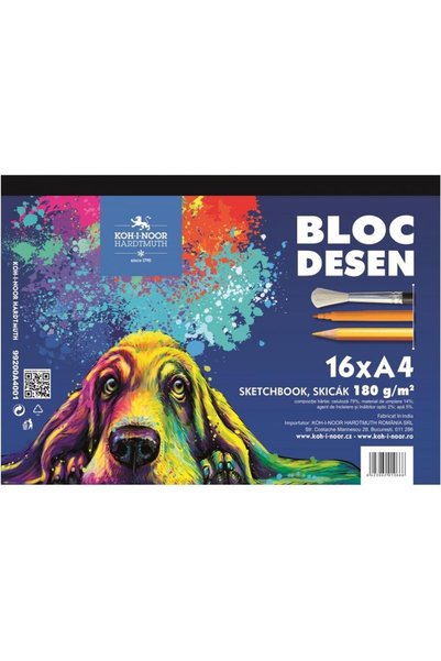 Koh-i Noor Set 2 x Bloc Desen Koh-I-Noor, Format A4, Model Animale, 180 g, 16...