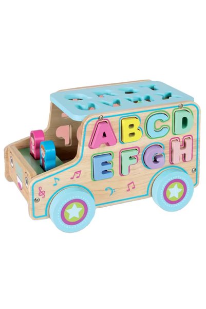 Salma Masinuta de jucarie multifunctionala cu alfabet, din lemn, Montessori