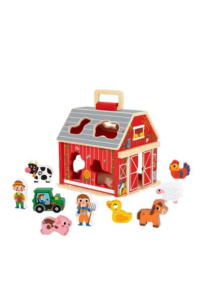 sallma Casuta sortator Ferma din lemn cu figurine si animale