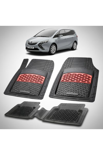 TEAMCAR Πατάκια δαπέδου συμβατά με Opel Zafira C MPV 2011-2019 | Κόκκινα